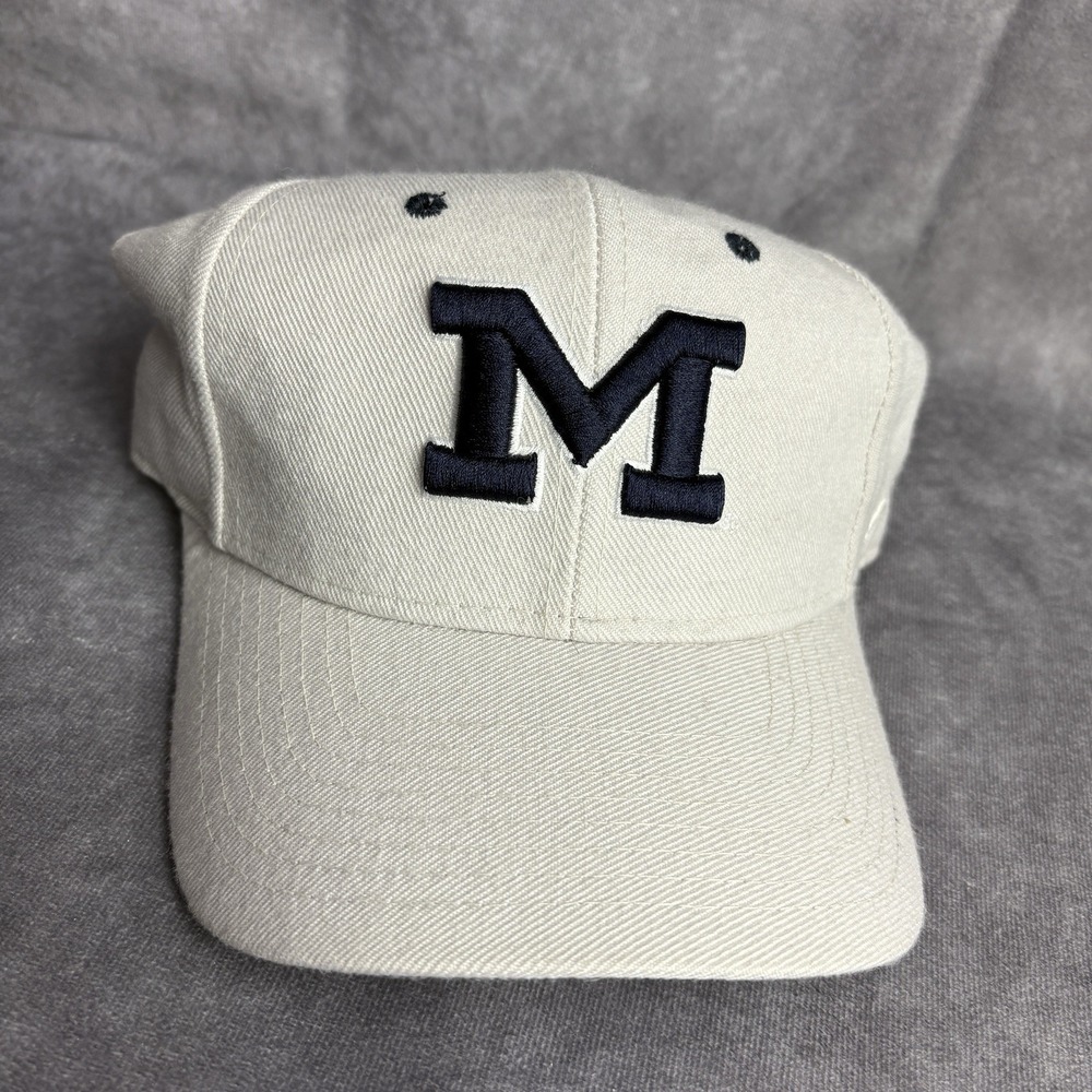 Michigan Wolverines Hat‎ Fitted 6 3/4 Beige White College Zephyr NEW
